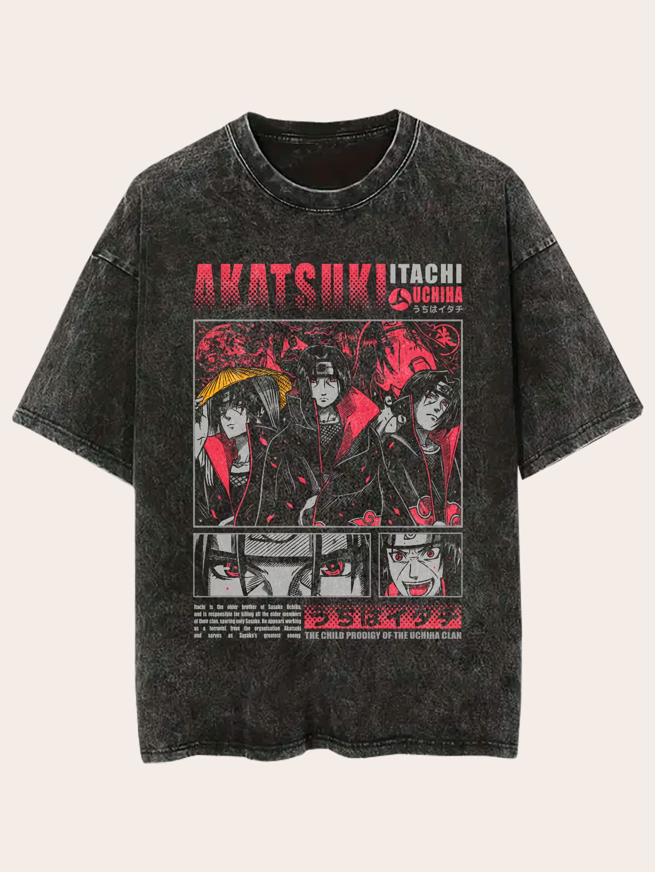 Camiseta Acid wash Itachi